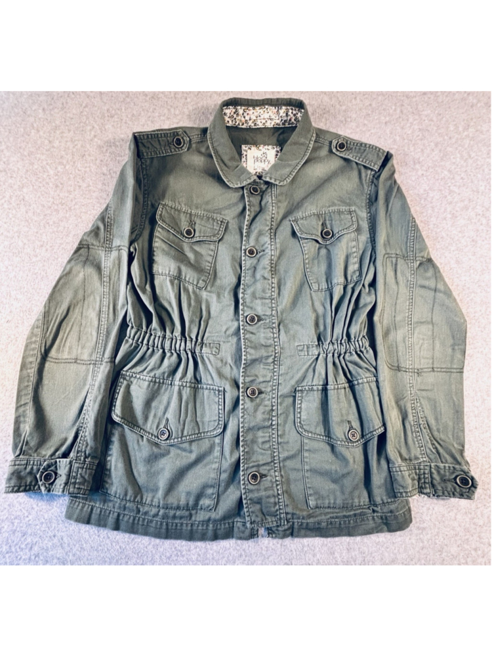 Black Poppy Women’s XL Olive Green Military Utility Field Jacket 4 Pocket
